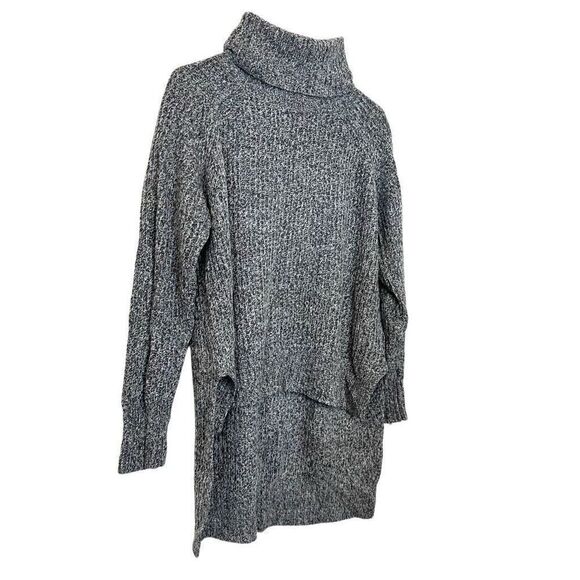 Express Wool Mohair Turtleneck Marled High Low Gray Pullover Sweater Size Medium - Picture 2 of 5